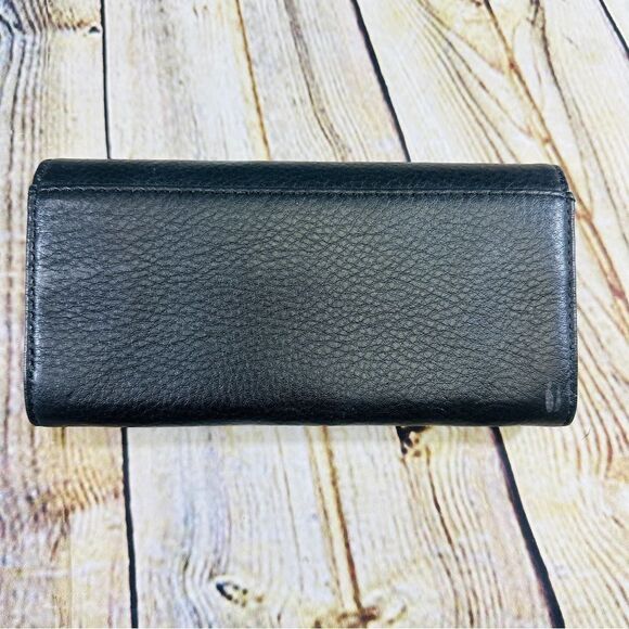 New Michael Kors Fulton Flap Continental Wallet Black Leather - Picture 5 of 5